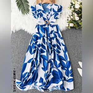 Shein Curve+ Tropical 1 piece maxi dress NEW